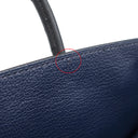 エルメス HERMES バーキン25 ヴェルソー ブルーサフィール×ブラック オーストリッチ ハンドバッグ シルバー金具 青 黒