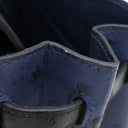 エルメス HERMES バーキン25 ヴェルソー ブルーサフィール×ブラック オーストリッチ ハンドバッグ シルバー金具 青 黒