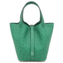 エルメス HERMES ピコタンロック PM ヴェールヴェルティゴ オーストリッチ ハンドバッグ シルバー金具 緑色