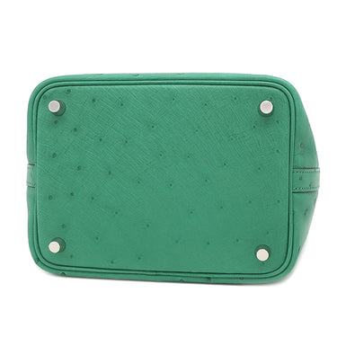 エルメス HERMES ピコタンロック PM ヴェールヴェルティゴ オーストリッチ ハンドバッグ シルバー金具 緑色