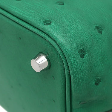 エルメス HERMES ピコタンロック PM ヴェールヴェルティゴ オーストリッチ ハンドバッグ シルバー金具 緑色