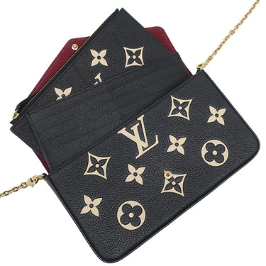 ルイヴィトン LOUIS VUITTON ポシェット フェリシー M82479 ブラックベージュ バイカラーモノグラムアンプラントレザー チェーンウォレット ゴールド金具 黒 チェーンショルダー