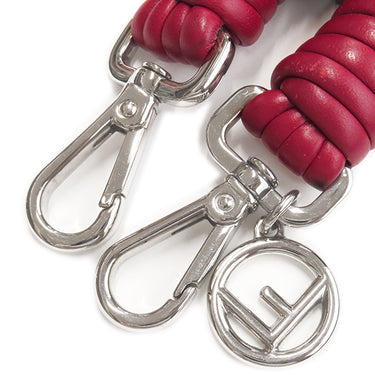 フェンディ FENDI ストラップ ユー ミニ ブラウン×レッド ムートン レザー ショルダーストラップ シルバー金具 茶 赤 ズッカ FF柄 ミニストラップ