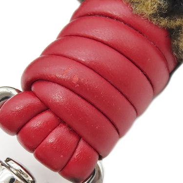 フェンディ FENDI ストラップ ユー ミニ ブラウン×レッド ムートン レザー ショルダーストラップ シルバー金具 茶 赤 ズッカ FF柄 ミニストラップ