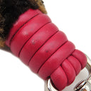 フェンディ FENDI ストラップ ユー ミニ ブラウン×レッド ムートン レザー ショルダーストラップ シルバー金具 茶 赤 ズッカ FF柄 ミニストラップ