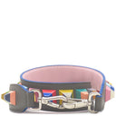 フェンディ FENDI ストラップユー ロング スタッズ 8AV105A5PJF13VK グレージュ×マルチカラー カーフ ショルダーストラップ シルバー金具 青 ピンク