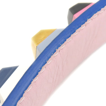 フェンディ FENDI ストラップユー ロング スタッズ 8AV105A5PJF13VK グレージュ×マルチカラー カーフ ショルダーストラップ シルバー金具 青 ピンク