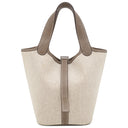 エルメス HERMES ピコタン PM ナチュラル×エトゥープ トワルアッシュ スイフト ハンドバッグ シルバー金具 ベージュ