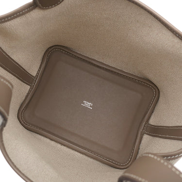 エルメス HERMES ピコタン PM ナチュラル×エトゥープ トワルアッシュ スイフト ハンドバッグ シルバー金具 ベージュ
