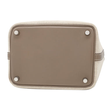エルメス HERMES ピコタン PM ナチュラル×エトゥープ トワルアッシュ スイフト ハンドバッグ シルバー金具 ベージュ