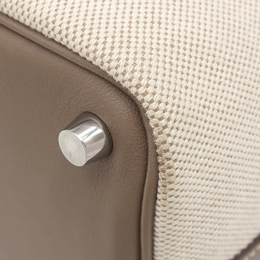 エルメス HERMES ピコタン PM ナチュラル×エトゥープ トワルアッシュ スイフト ハンドバッグ シルバー金具 ベージュ