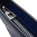 ロエベ LOEWE ゴヤ クロスボディ バッグ ネイビーブルー カーフ テクスチャードカーフ ショルダーバッグ シルバー金具 青 アナグラム