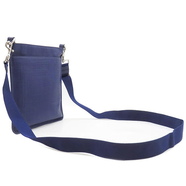ロエベ LOEWE ゴヤ クロスボディ バッグ ネイビーブルー カーフ テクスチャードカーフ ショルダーバッグ シルバー金具 青 アナグラム
