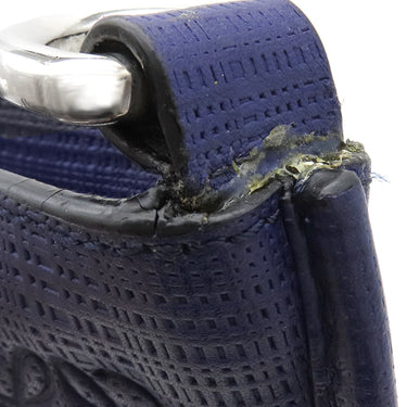 ロエベ LOEWE ゴヤ クロスボディ バッグ ネイビーブルー カーフ テクスチャードカーフ ショルダーバッグ シルバー金具 青 アナグラム