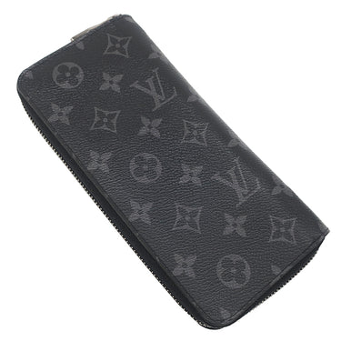 ルイヴィトン LOUIS VUITTON ジッピーウォレット ヴェルティカル M62295 モノグラムエクリプス モノグラムエクリプスキャンバス 長財布 シルバー金具 黒 グレー イニシャル入り