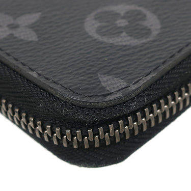 ルイヴィトン LOUIS VUITTON ジッピーウォレット ヴェルティカル M62295 モノグラムエクリプス モノグラムエクリプスキャンバス 長財布 シルバー金具 黒 グレー イニシャル入り