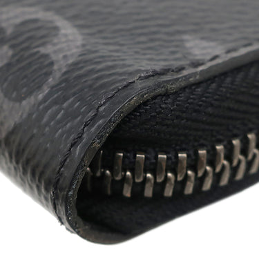 ルイヴィトン LOUIS VUITTON ジッピーウォレット ヴェルティカル M62295 モノグラムエクリプス モノグラムエクリプスキャンバス 長財布 シルバー金具 黒 グレー イニシャル入り