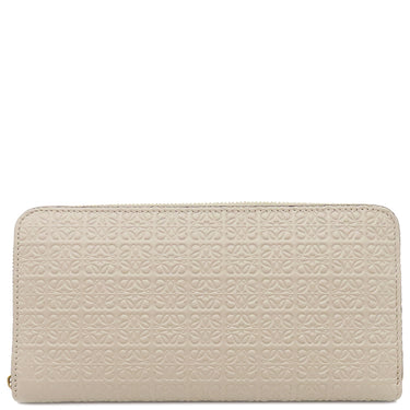 ロエベ LOEWE リピート ジップ アラウンド C499T12X07 ライトオーツ カーフレザー 長財布 ゴールド金具 アナグラム エンボス加工