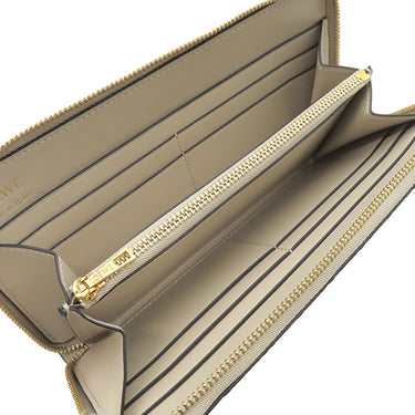 ロエベ LOEWE リピート ジップ アラウンド C499T12X07 ライトオーツ カーフレザー 長財布 ゴールド金具 アナグラム エンボス加工