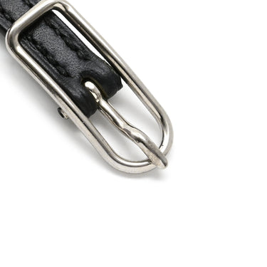 エルメス HERMES アピ1 レザー ロングブレスレット ブラック レザー メタル ブレスレット 黒 HAPI