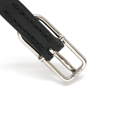 エルメス HERMES アピ1 レザー ロングブレスレット ブラック レザー メタル ブレスレット 黒 HAPI