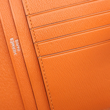 エルメス HERMES ベアンコンパクト オレンジミニアン アリゲーターマット 二つ折り財布 シルバー金具 クロコ
