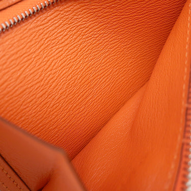 エルメス HERMES ベアンコンパクト オレンジミニアン アリゲーターマット 二つ折り財布 シルバー金具 クロコ