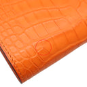 エルメス HERMES ベアンコンパクト オレンジミニアン アリゲーターマット 二つ折り財布 シルバー金具 クロコ