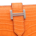 エルメス HERMES ベアンコンパクト オレンジミニアン アリゲーターマット 二つ折り財布 シルバー金具 クロコ