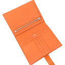 エルメス HERMES ベアンコンパクト オレンジミニアン アリゲーターマット 二つ折り財布 シルバー金具 クロコ