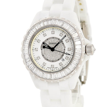 腕時計 シャネル CHANEL J12 リミテッドエディション H1308 クオーツ レディース K18WG×セラミック コンビ 純正ダイヤ 限定12本