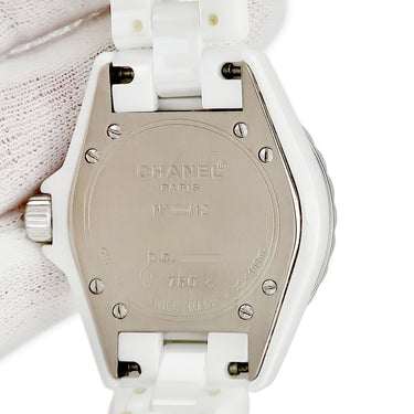 腕時計 シャネル CHANEL J12 リミテッドエディション H1308 クオーツ レディース K18WG×セラミック コンビ 純正ダイヤ 限定12本