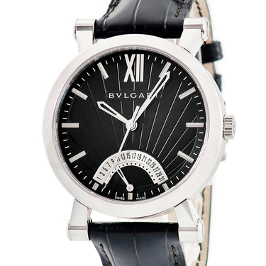 腕時計 ブルガリ BVLGARI ソティリオ レトログラード SB42SDR 自動巻き メンズ OH済 デイト ブラック 黒 ローマン バー