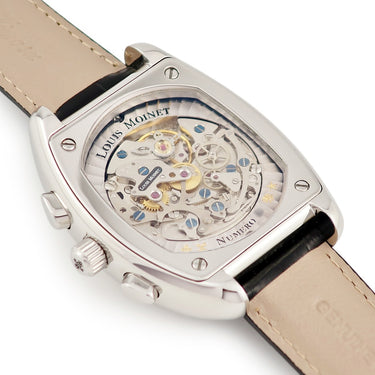 腕時計 ルイ・モネ LOUIS MOINET オリンピア クロノグラフ LM12 手巻き メンズ OH済 ブルー トノー型 スモセコ 夜光インデックス