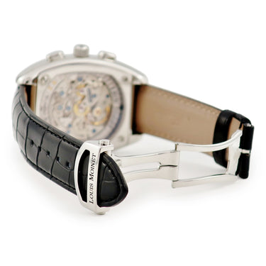 腕時計 ルイ・モネ LOUIS MOINET オリンピア クロノグラフ LM12 手巻き メンズ OH済 ブルー トノー型 スモセコ 夜光インデックス