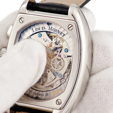腕時計 ルイ・モネ LOUIS MOINET オリンピア クロノグラフ LM12 手巻き メンズ OH済 ブルー トノー型 スモセコ 夜光インデックス