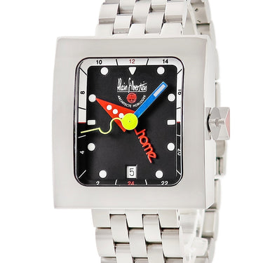 腕時計 アランシルベスタイン ALAIN SILBERSTEIN ペイブ GMT VG11 自動巻き メンズ ブラック 黒 デイト シースルーバック 角型 限定