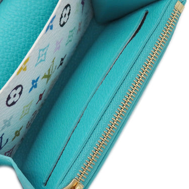 ルイヴィトン LOUIS VUITTON ポルトモネロザリ M14085 カビラブルー モノグラムアンプラント コインケース ゴールド金具 水色 LV × TM 村上隆コラボ