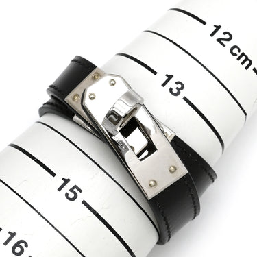 エルメス HERMES ケリードゥブルトゥール ブラック レザー メタル 14036 ブレスレット シルバー金具 黒