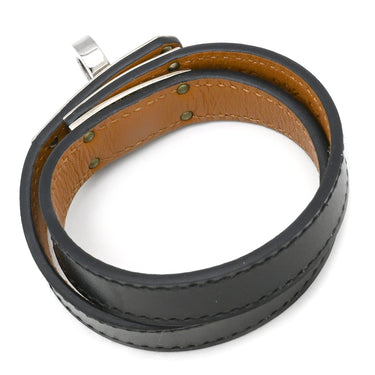 エルメス HERMES ケリードゥブルトゥール ブラック レザー メタル 14036 ブレスレット シルバー金具 黒