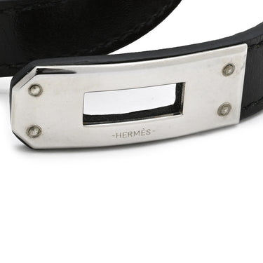 エルメス HERMES ケリードゥブルトゥール ブラック レザー メタル 14036 ブレスレット シルバー金具 黒