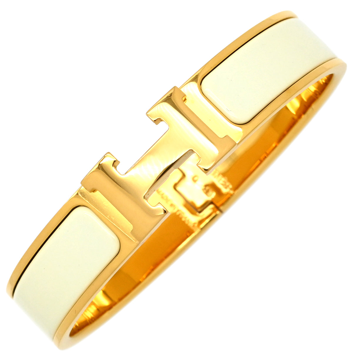 HERMES エルメス クリックH PMバングル ホワイト・ゴールド エルメス HERMES クリックH PM ホワイト×ゴールド GP エナメル