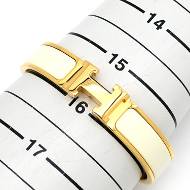エルメス HERMES クリックH PM ホワイト×ゴールド GP エナメル ブレスレット Hブレス