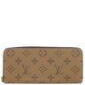 ルイヴィトン LOUIS VUITTON ポルトフォイユ クレマンス M82336 モノグラムリバース モノグラムリバースキャンバス 長財布 ゴールド金具 茶 ベージュ ラウンドジップ