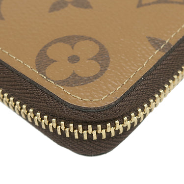 ルイヴィトン LOUIS VUITTON ポルトフォイユ クレマンス M82336 モノグラムリバース モノグラムリバースキャンバス 長財布 ゴールド金具 茶 ベージュ ラウンドジップ