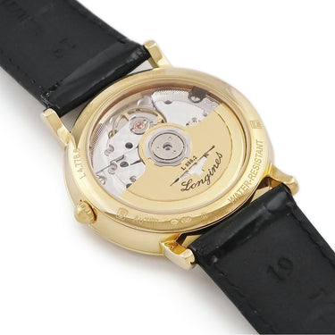 腕時計 ロンジン LONGINES エレガント L4.778.6.32.0 自動巻き メンズ レディース 新品同様 K18YG無垢 デイト バー シースルーバック