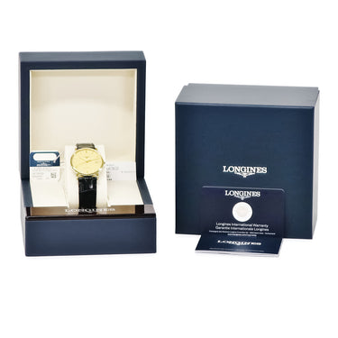 腕時計 ロンジン LONGINES エレガント L4.778.6.32.0 自動巻き メンズ レディース 新品同様 K18YG無垢 デイト バー シースルーバック