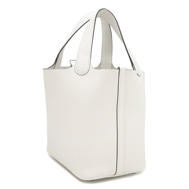 エルメス HERMES ピコタンロックPM ニューホワイト トリヨンクレマンス ハンドバッグ シルバー金具 新品 未使用 白