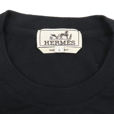 エルメス HERMES H刺繍 Tシャツ ブラック コットン 14039 半袖Ｔシャツ 黒