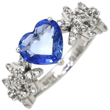 ポンテヴェキオ Ponte Vecchio ホワイトゴールド K18WG ダイヤモンド サファイア リング 指輪 Au750 18K 18金 パヴェ ダイヤ サファイア ハート フラワーモチーフ 10号